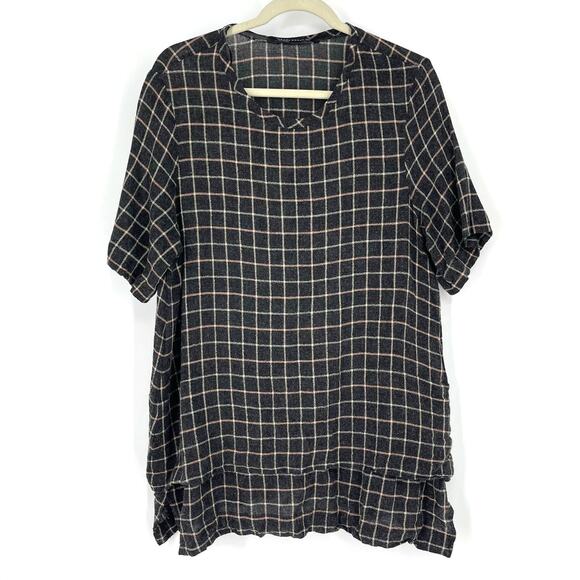 Zara Wool Blend Tunic Top Gray Plaid Size Small - Picture 1 of 6
